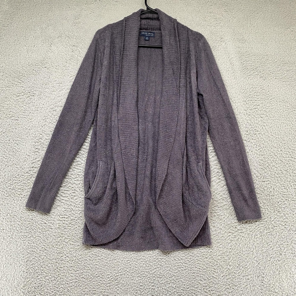 Barefoot Dreams Cardigan Sweater Womens M Gray CozyChic Lite Open Front Circle